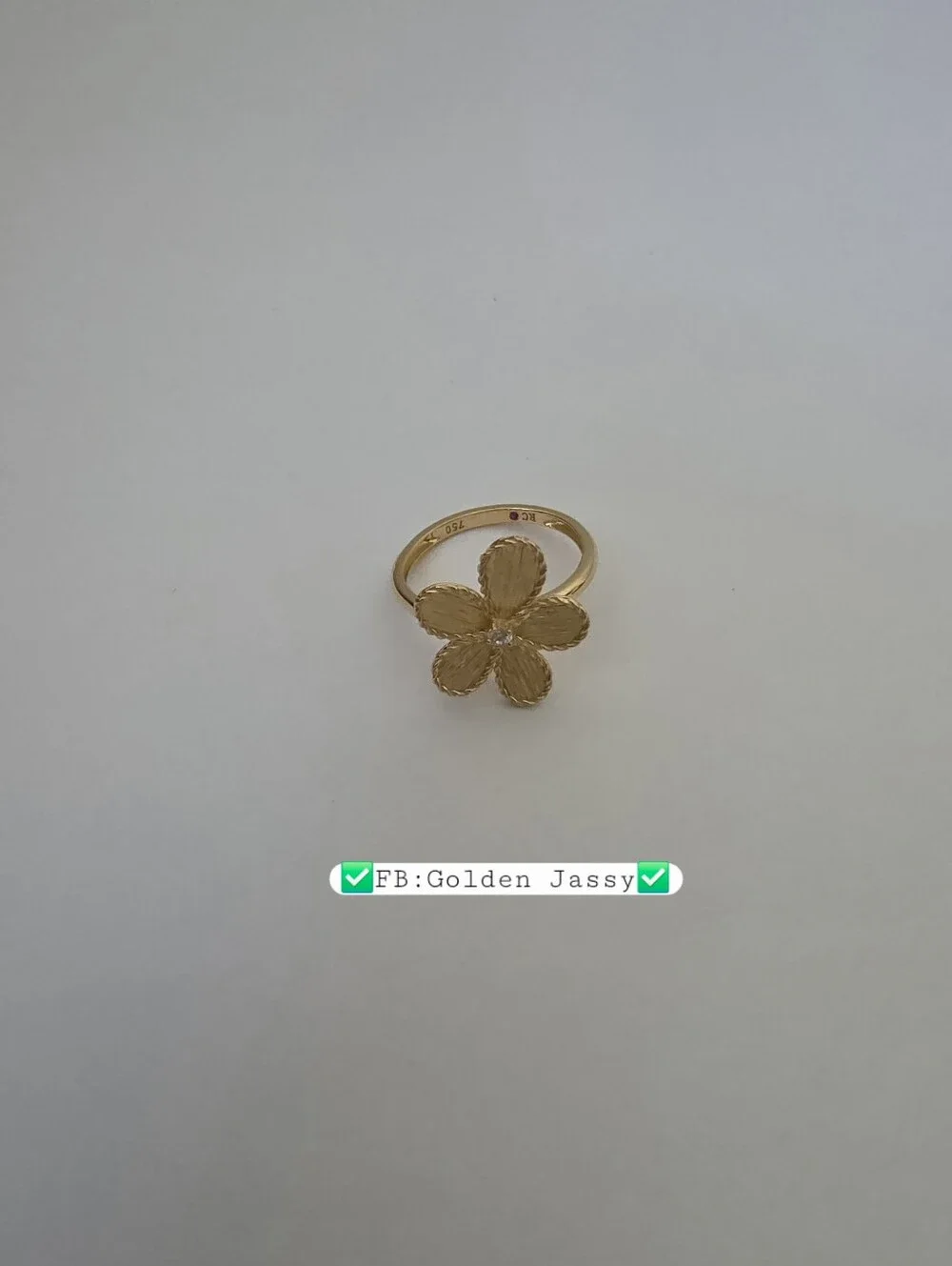 18K Real Gold Flower w/ Stone Ring 6